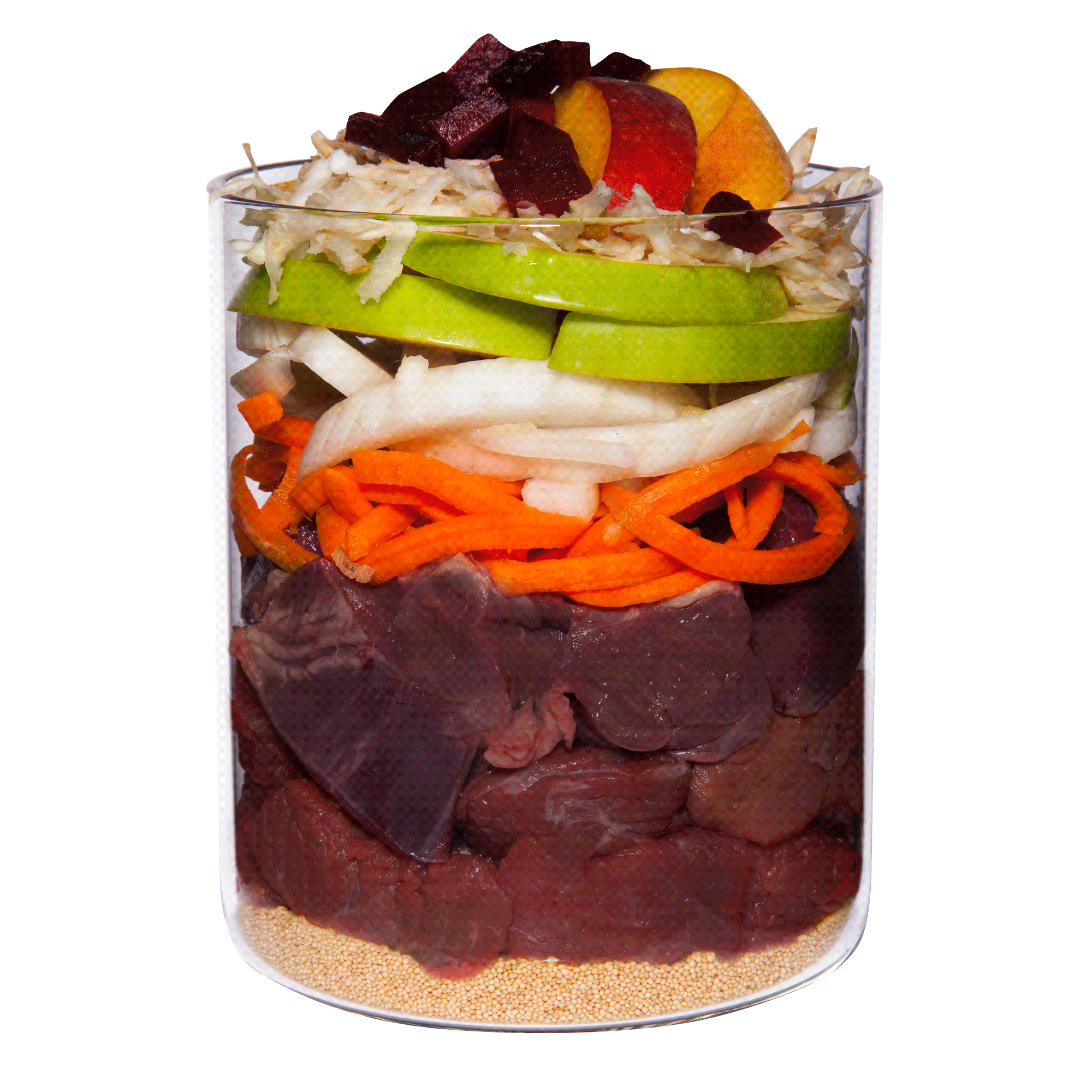 Pferd mit Amaranth, Pfirsich und Roter Bete 