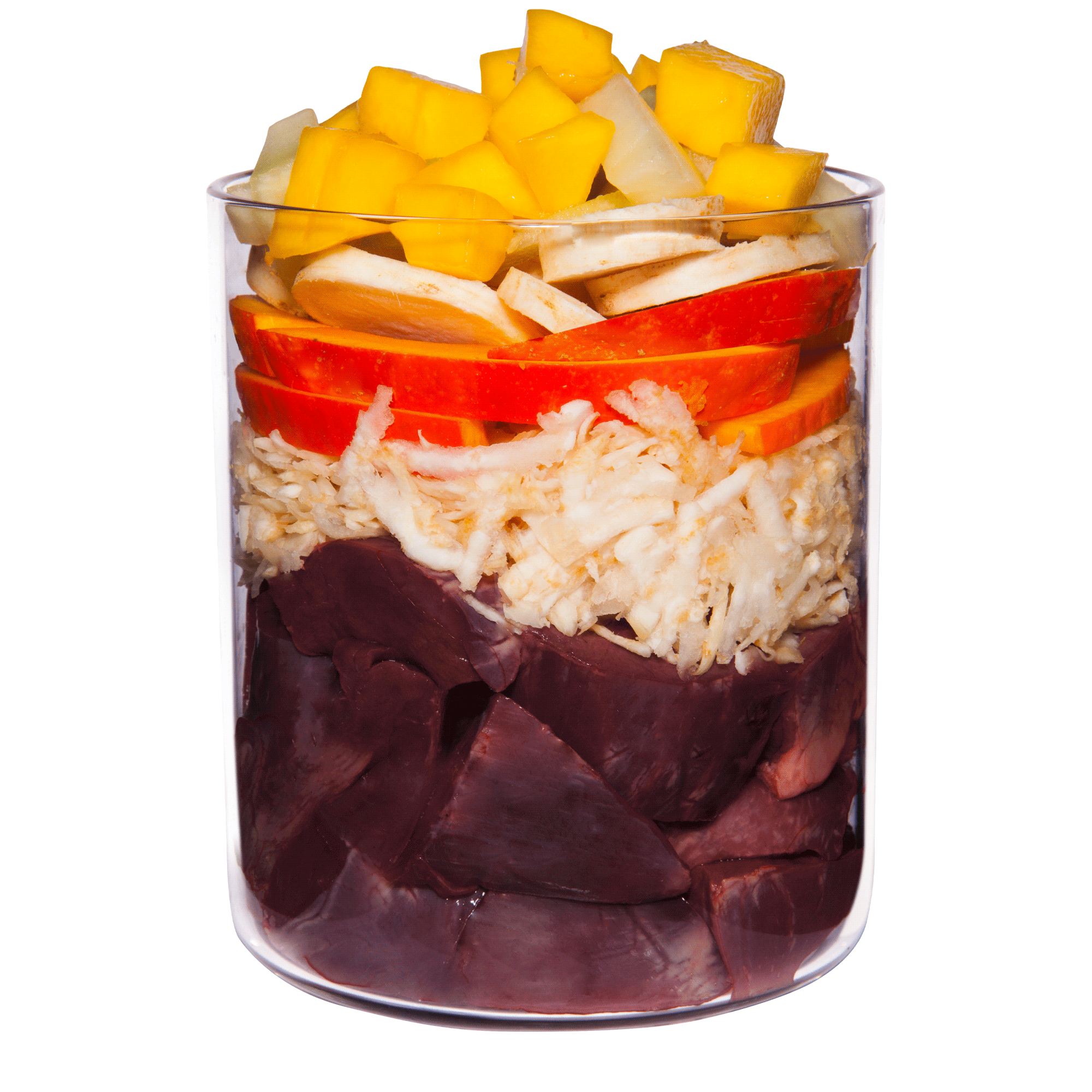 Kalb mit Petersilienwurzel, Mango und Johannisbeere