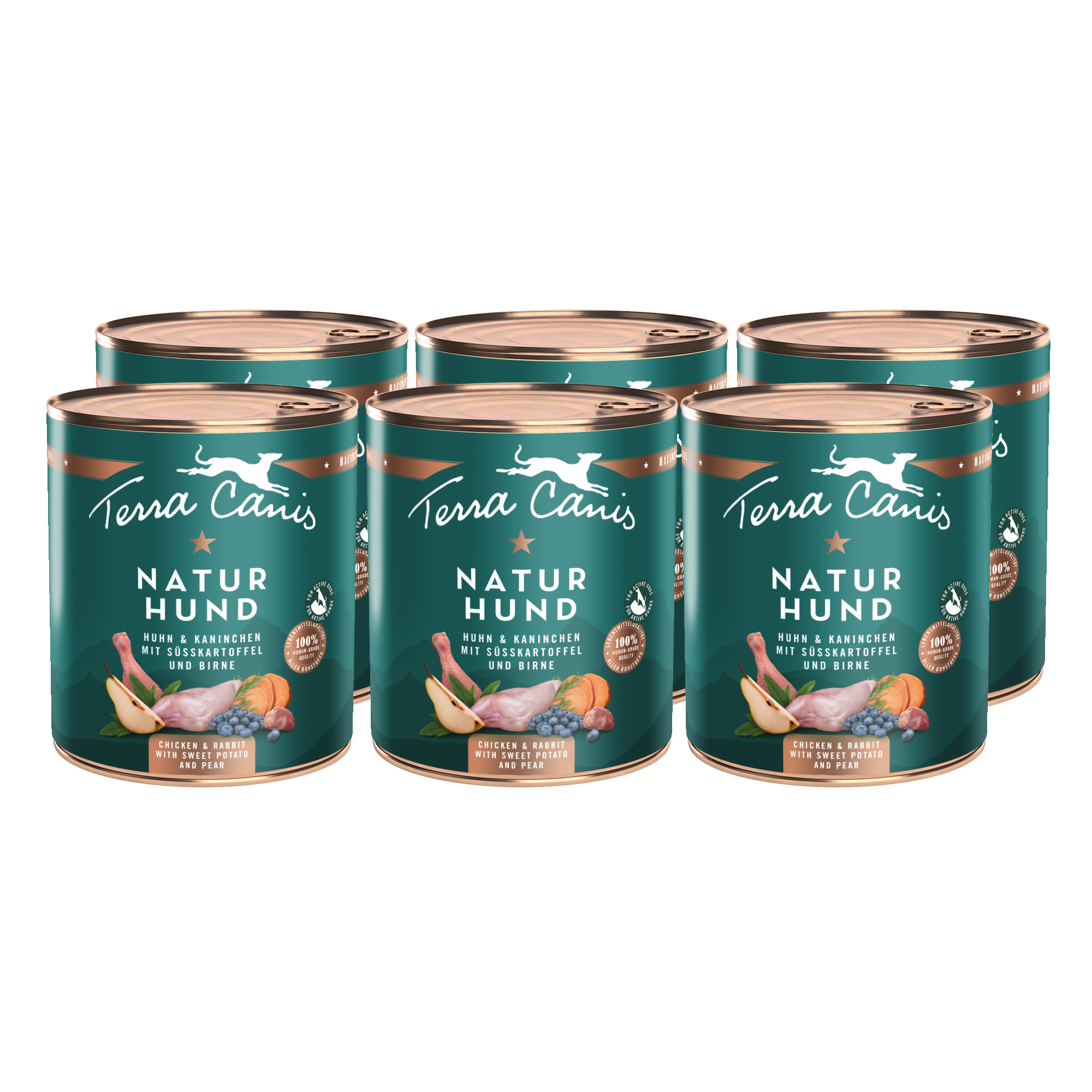 Huhn-Kaninchen mit Süßkartoffel und Birne