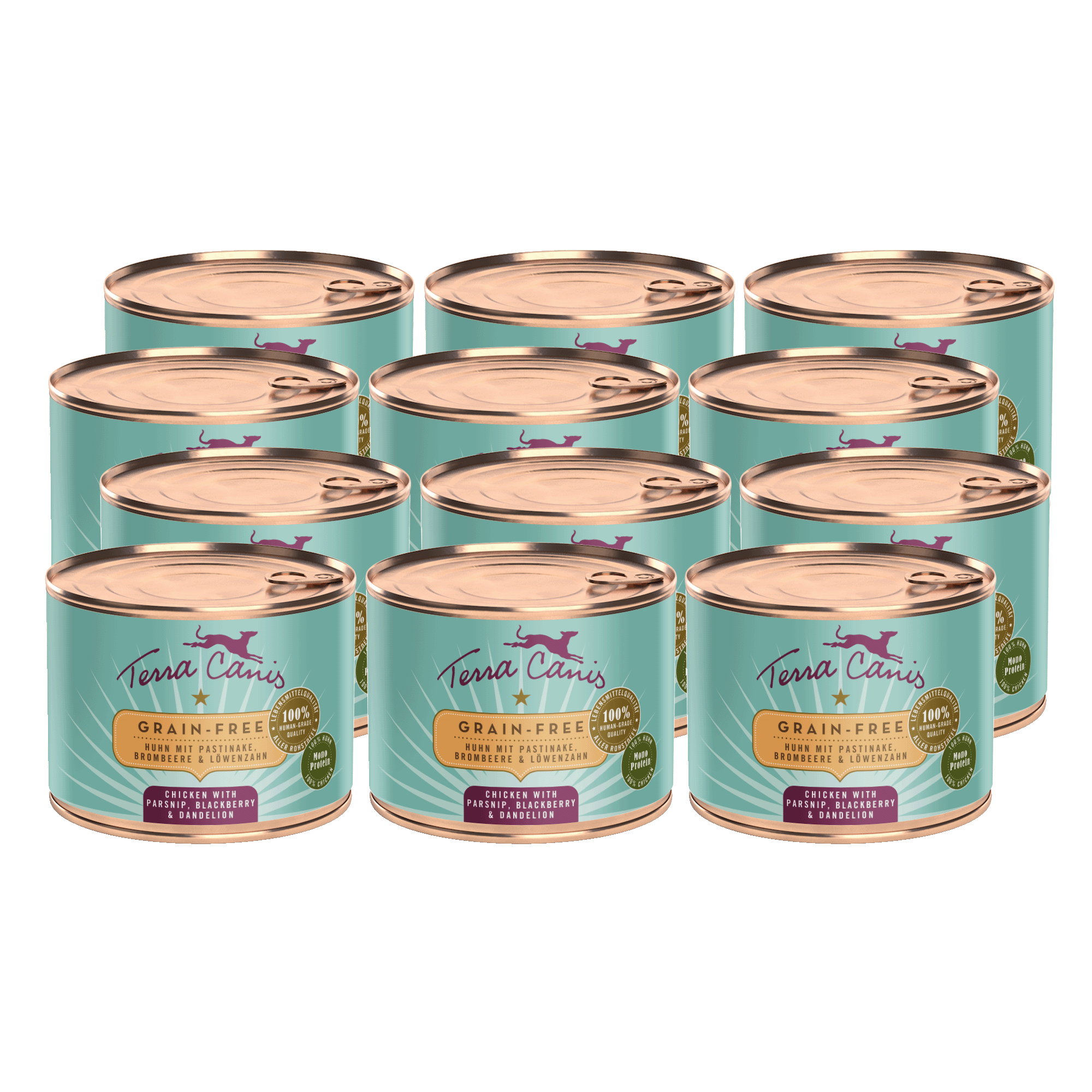 Huhn mit Pastinake, Brombeere und Löwenzahn