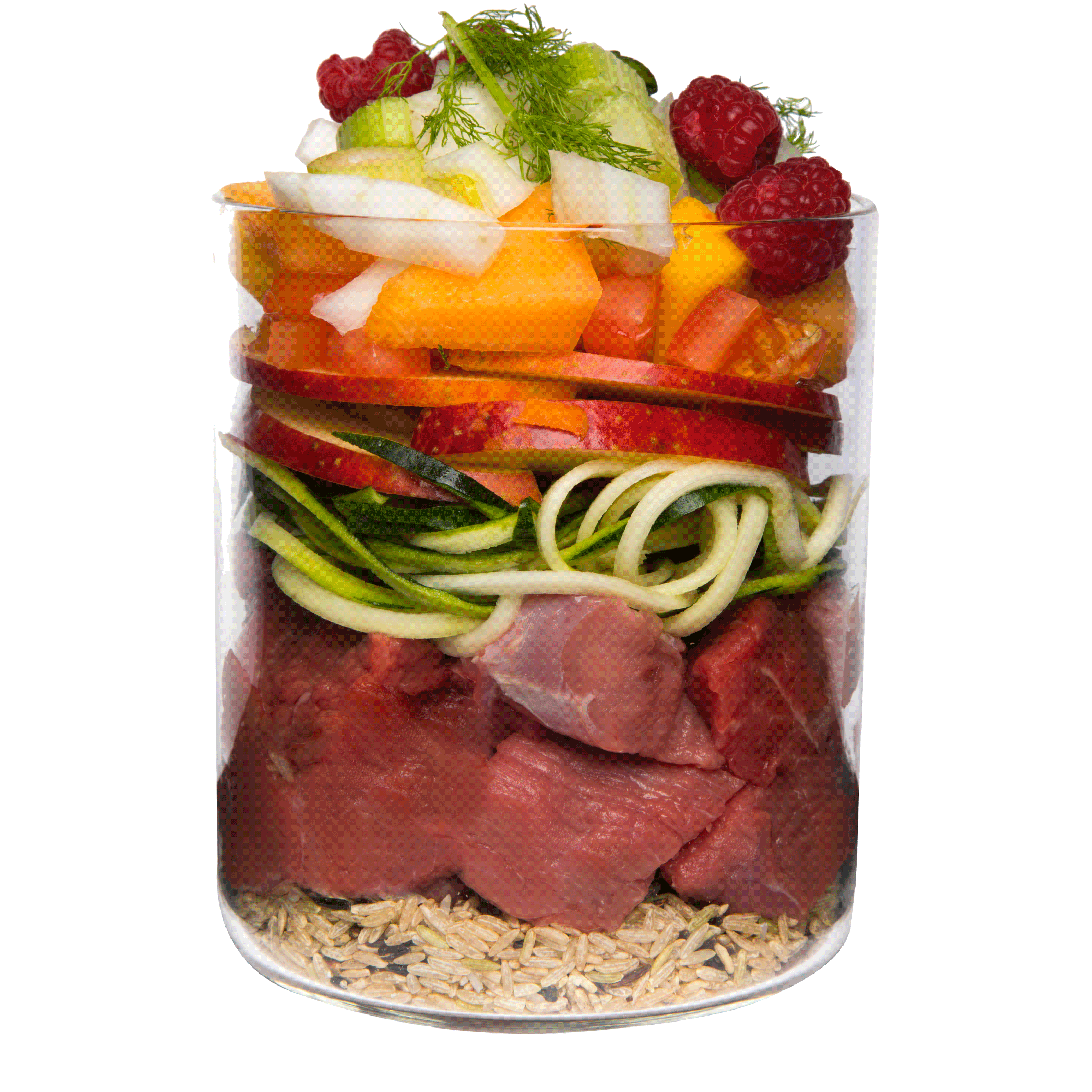 Wildschwein mit Naturreis, Fenchel und Himbeere