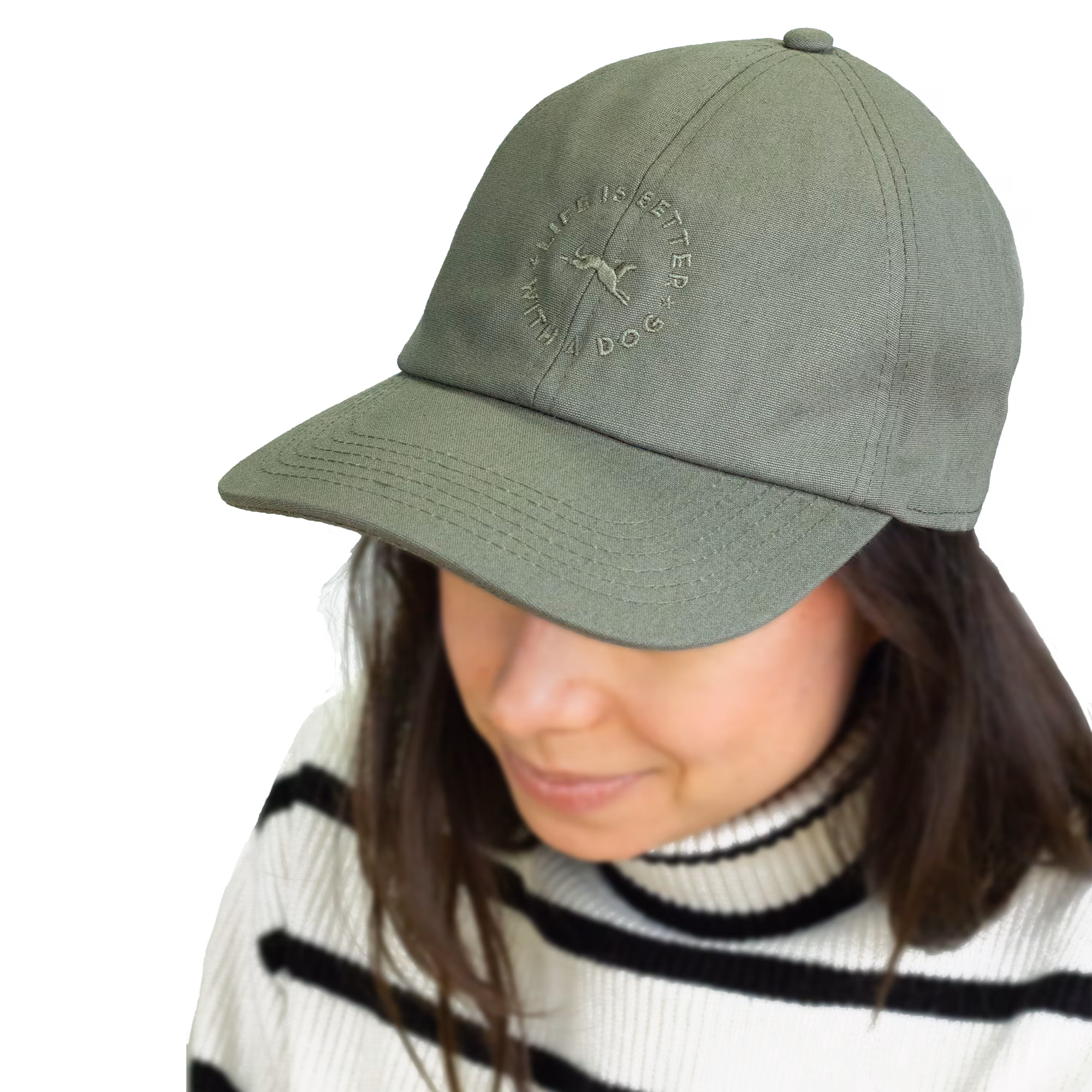 Terra Canis Cap Olive Green  "Life is better with a dog"