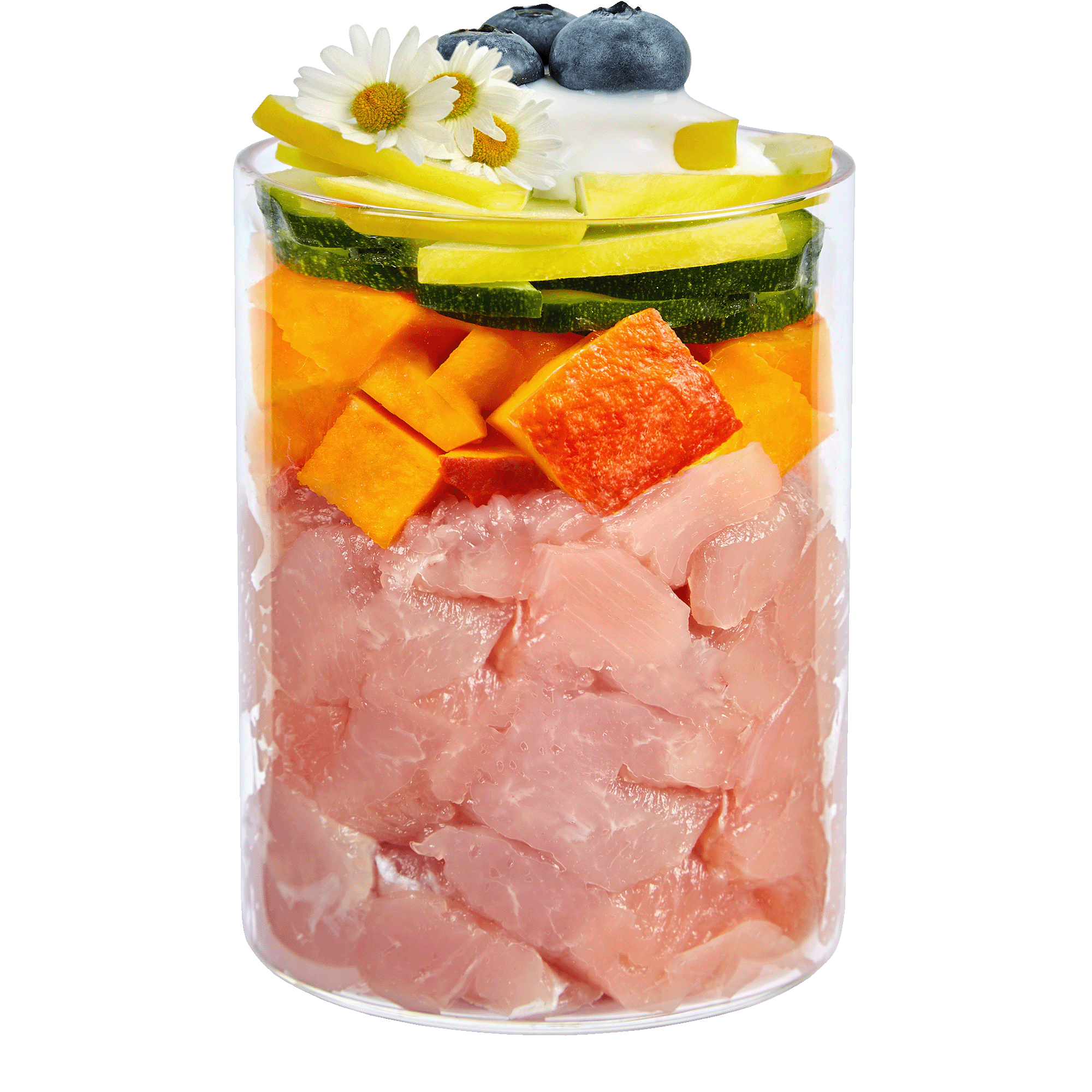 Kaninchen mit Kürbis und Blaubeere