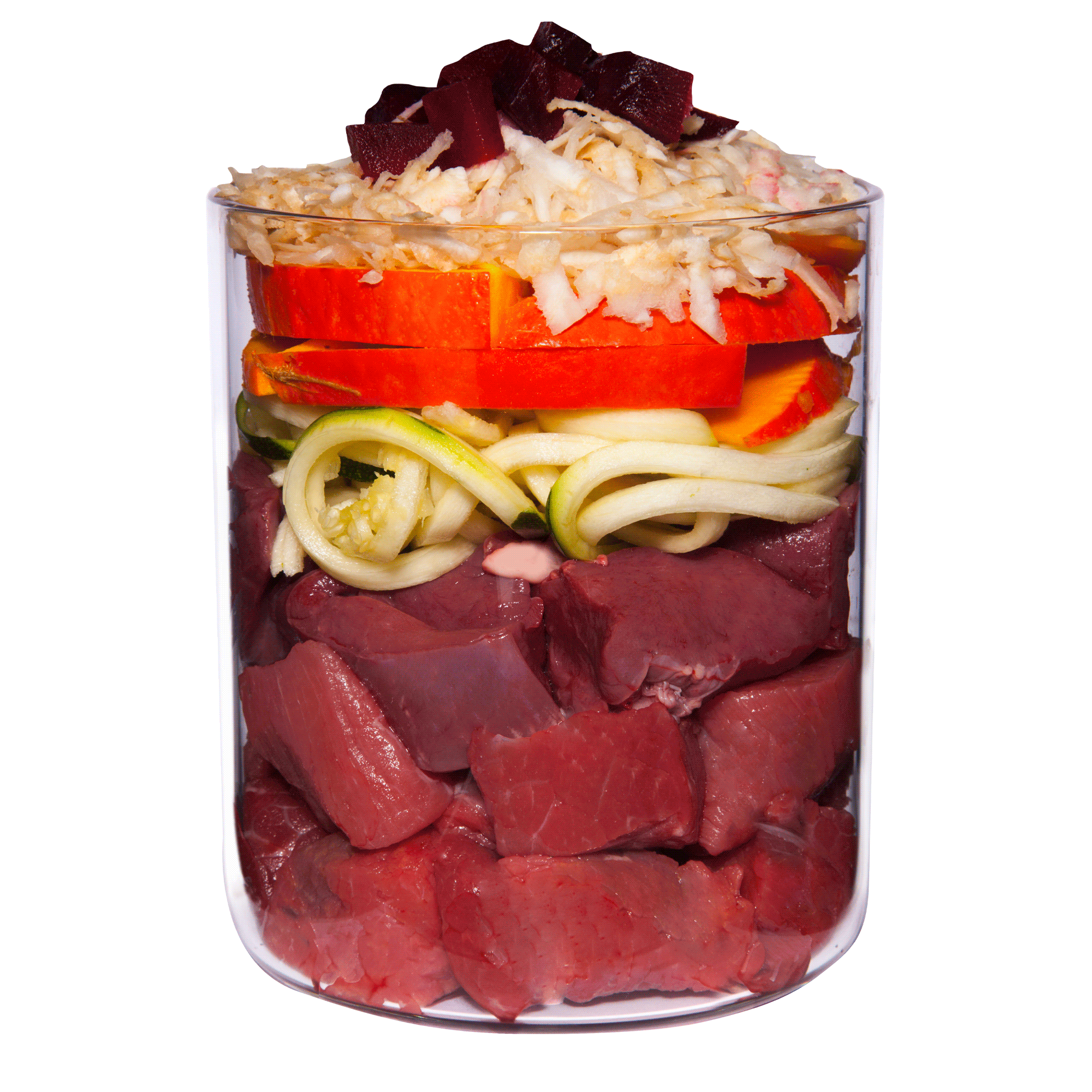 Rind mit Zucchini, Kürbis und Oregano