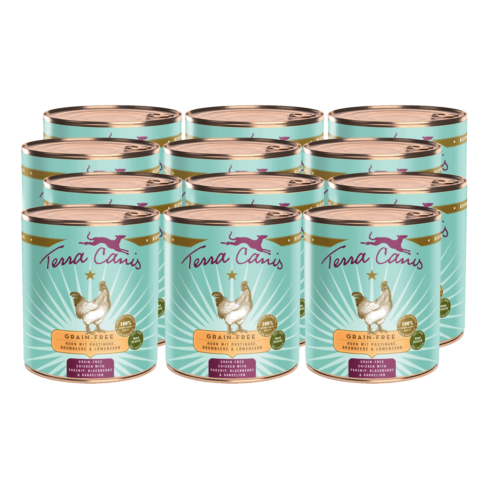 Huhn mit Pastinake, Brombeere und Löwenzahn