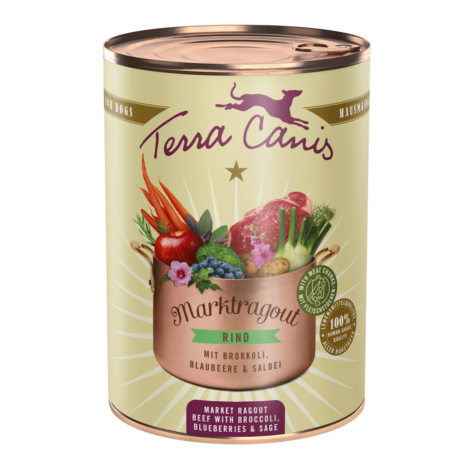 Rind mit Brokkoli, Blaubeere und Salbei