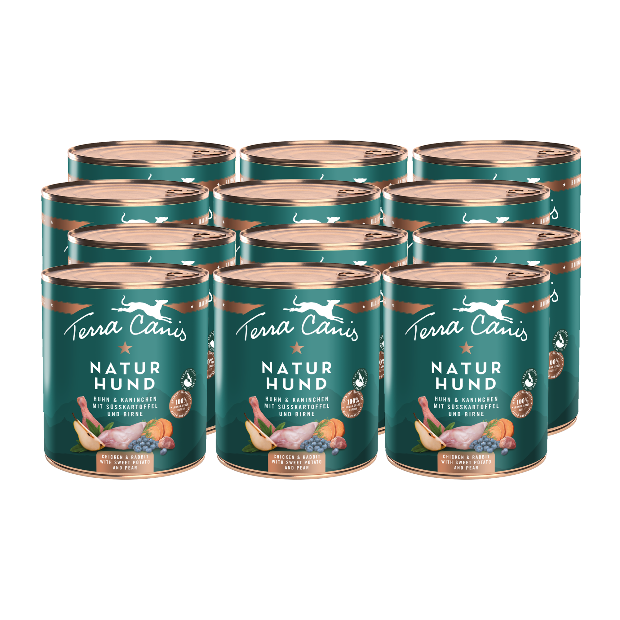 Huhn-Kaninchen mit Süßkartoffel und Birne