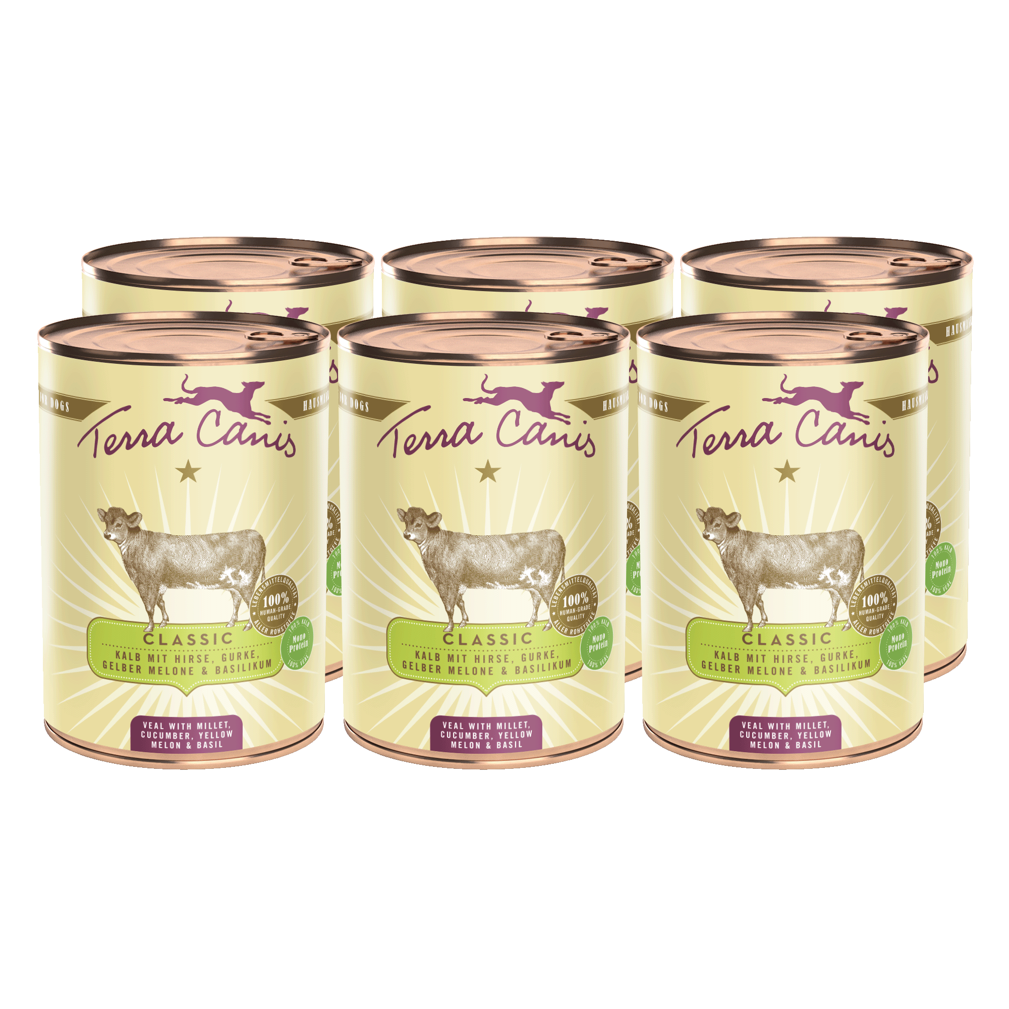 Kalb mit Hirse, Gurke, gelber Melone und Basilikum