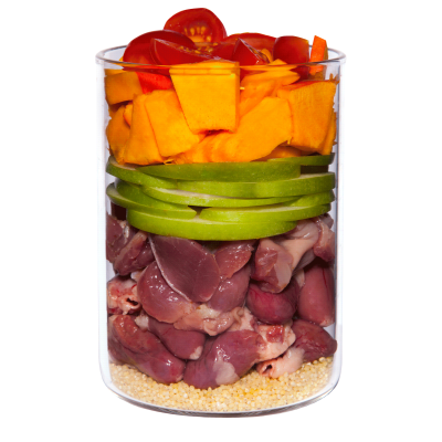 Huhn mit Kürbis, Kamille und Tomate