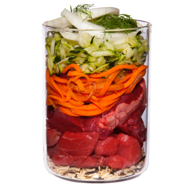 Lamm mit Zucchini, Fenchel und Magerjoghurt 