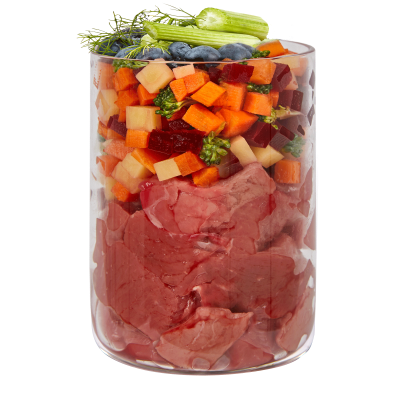 Rind mit Brokkoli, Blaubeere und Salbei