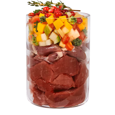 Wild und Huhn mit Kürbis, Birne und Thymian