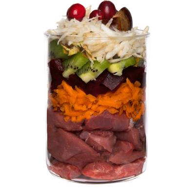 Wildschwein mit Roter Bete, Kastanie und Chiasamen