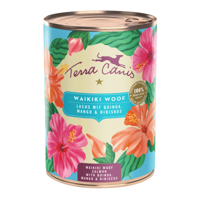 Waikiki Woof: Lachs mit Quinoa, Mango und Hibiskus